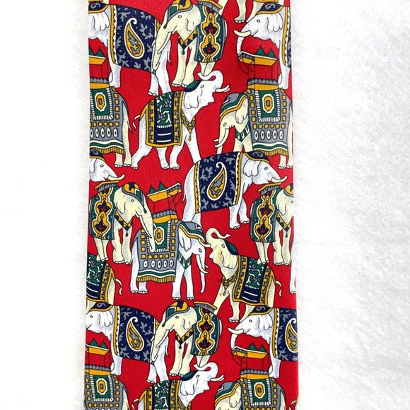 Rene Chagal Handmade Necktie Silk Circus Elephants Design L59" - Picture 5 of 14